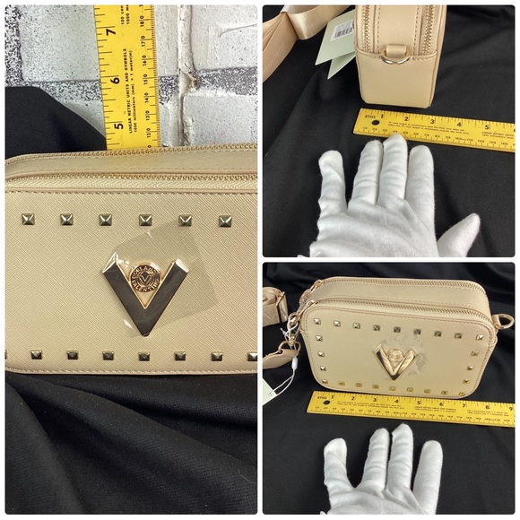 VALENTINO ORLANDI Studded Double Zip Crossbody Camera Bag Purse New $159 - Picture 10 of 11